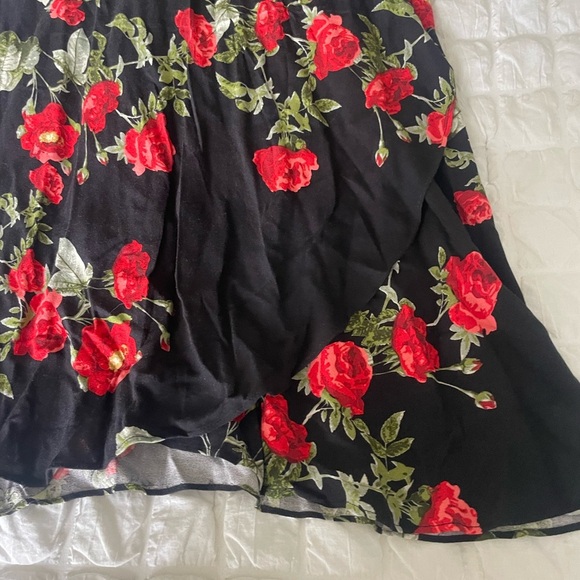 Olivaceous Black Maxi Skirt with Red Floral Design - Picture 3 of 7